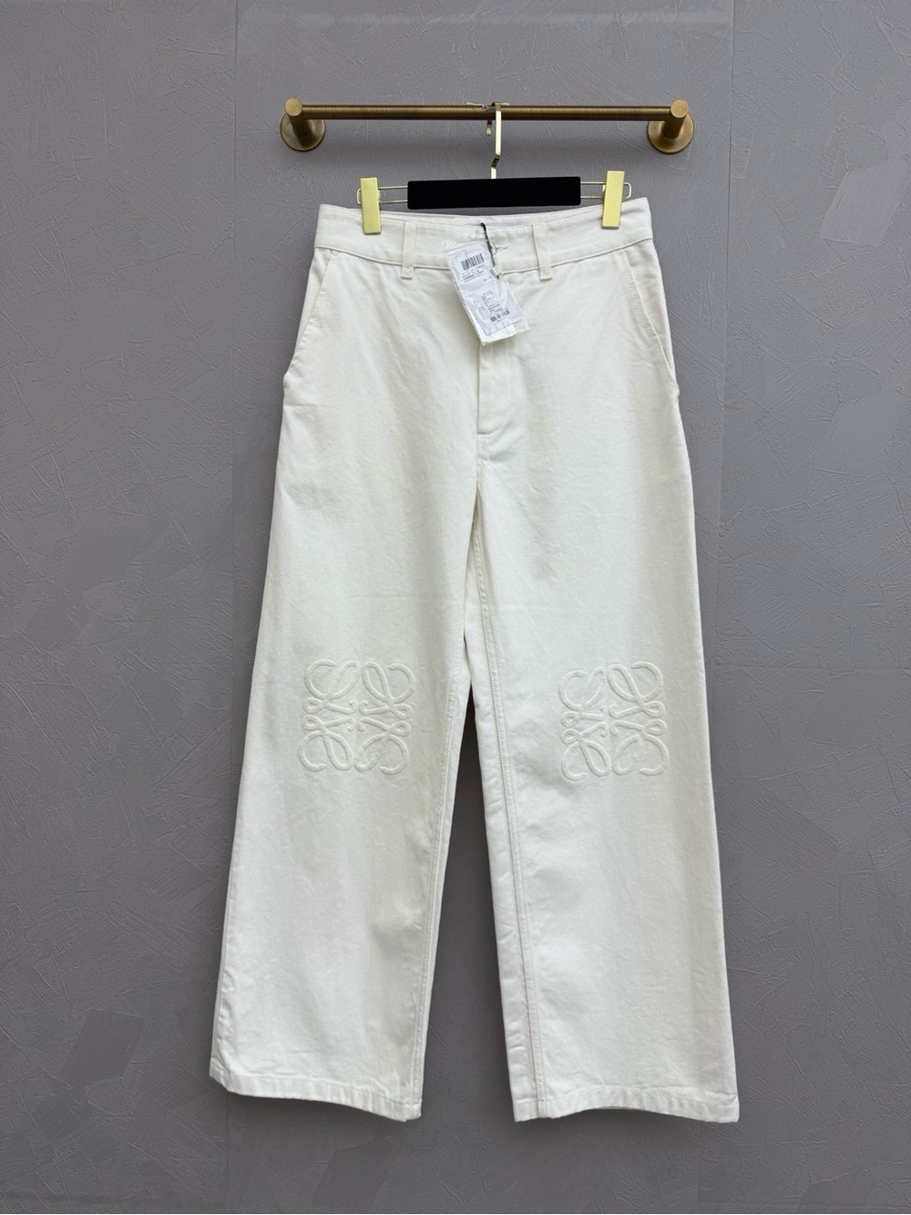 ❌sold❌Loewe Cream Embroidered Wide Leg Jeans